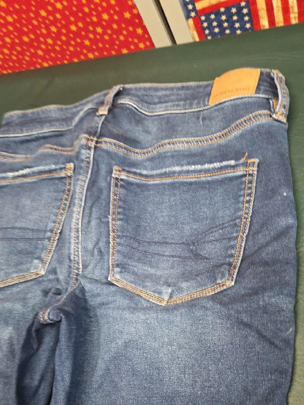 **American Eagle Distressed Dark Wash Skinny Jeans** - Picture 7 of 12